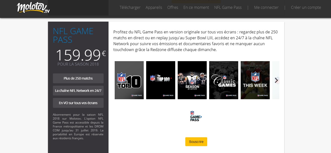 NFL Game Pass offre