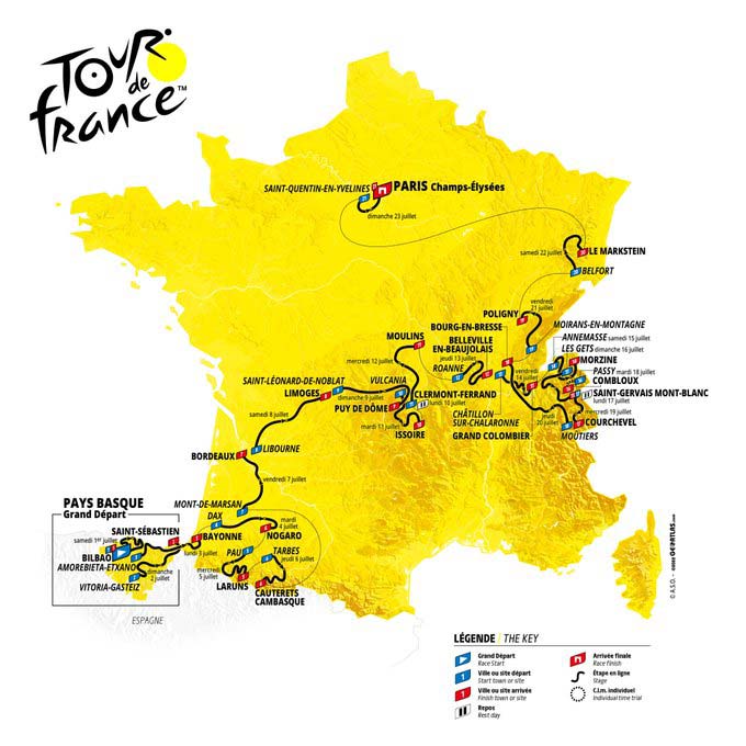 Tour de France 2023 carte