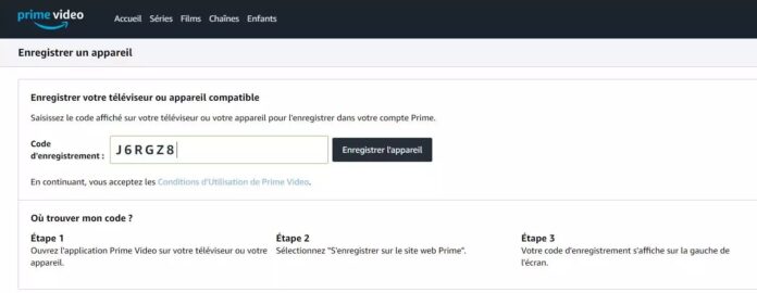 Où saisir le code PrimeVideo.com sur MYTV