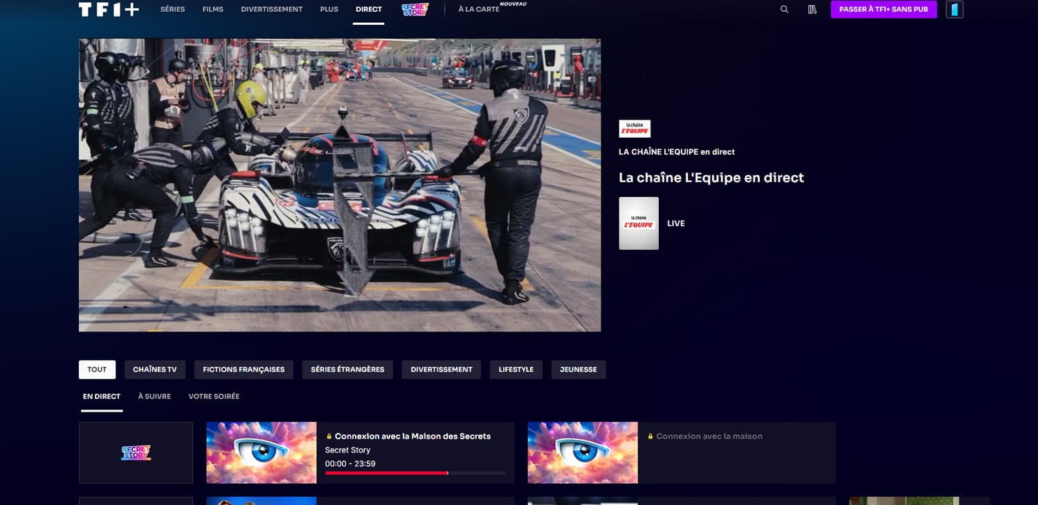 La Chaîne L'Équipe TV en direct sur TF1+