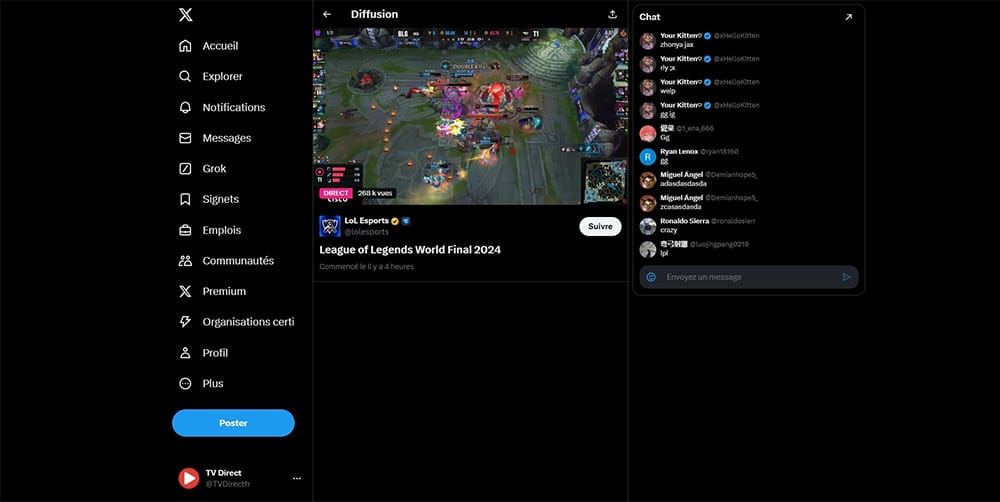 League of Legends World Championship en direct sur X Twitter