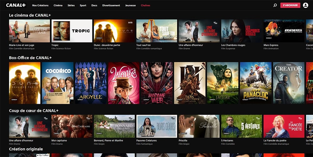 MyCanal catalogue des programmes