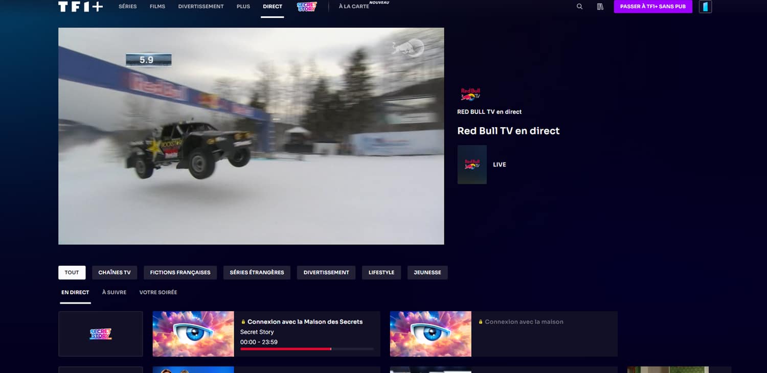 Red Bull TV en direct sur TF1+