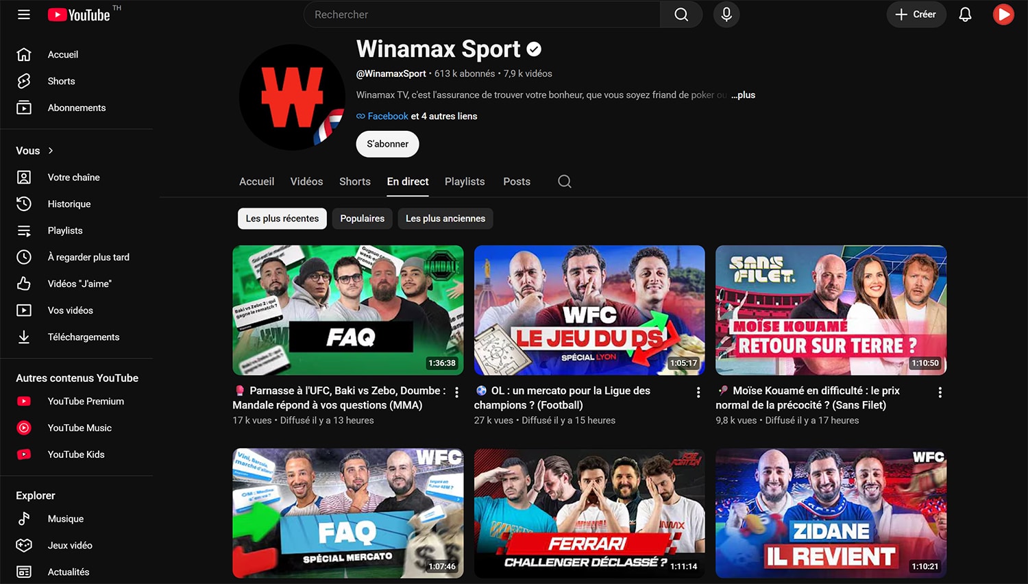 Winamax sur Youtube