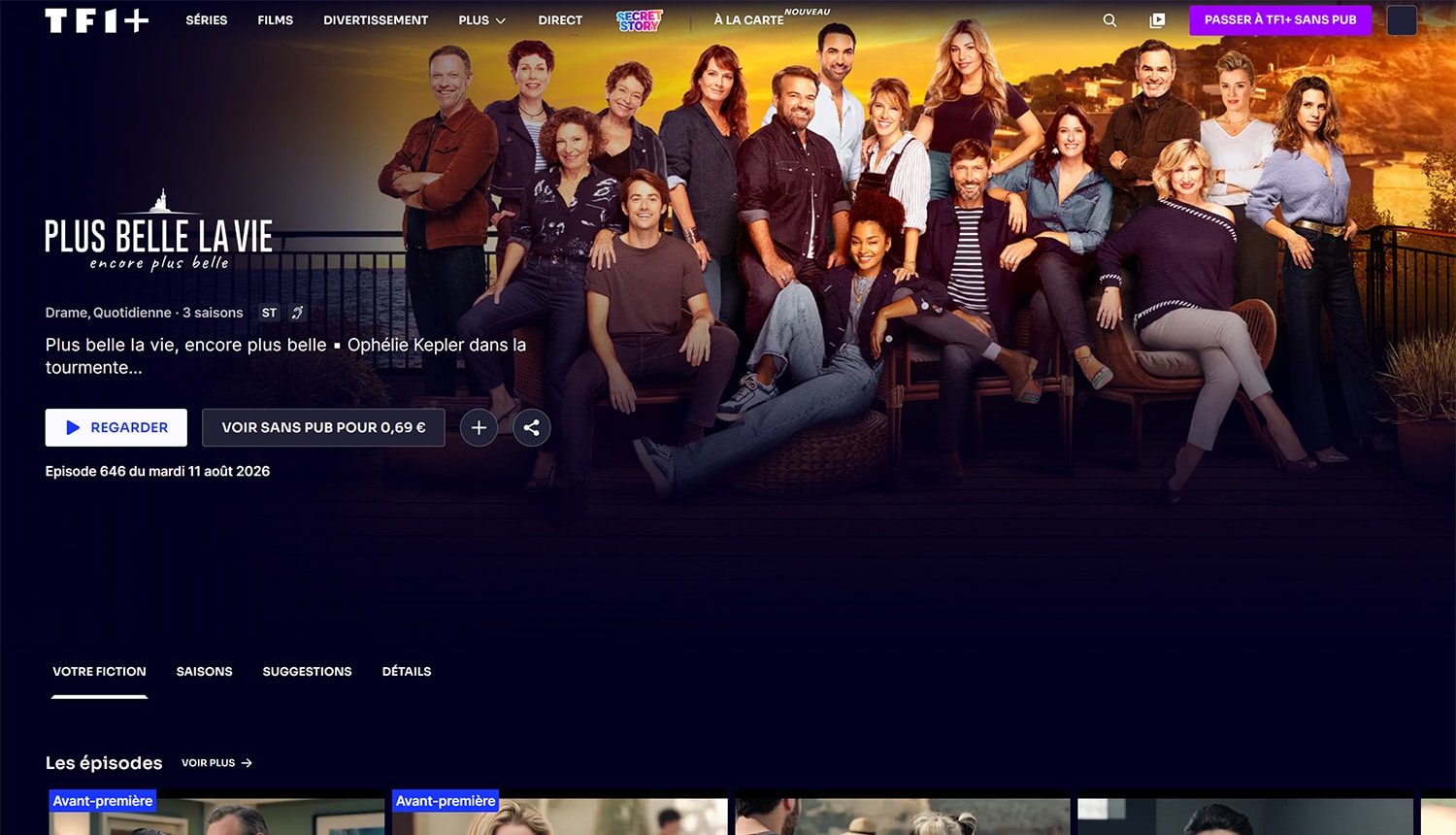 Plus belle la vie en replay gratuit sur TF1+