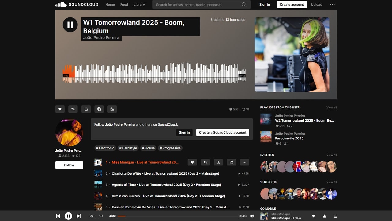 Tomorrowland 2025 en replay gratuit sur Soundcloud