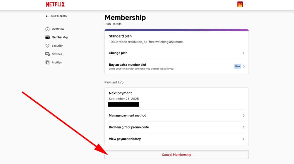 Résilier Netflix depuis le site