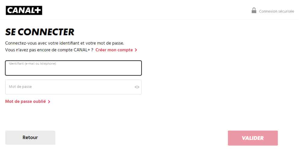 Se connecter à Canal+ avec son email et mot de passe.