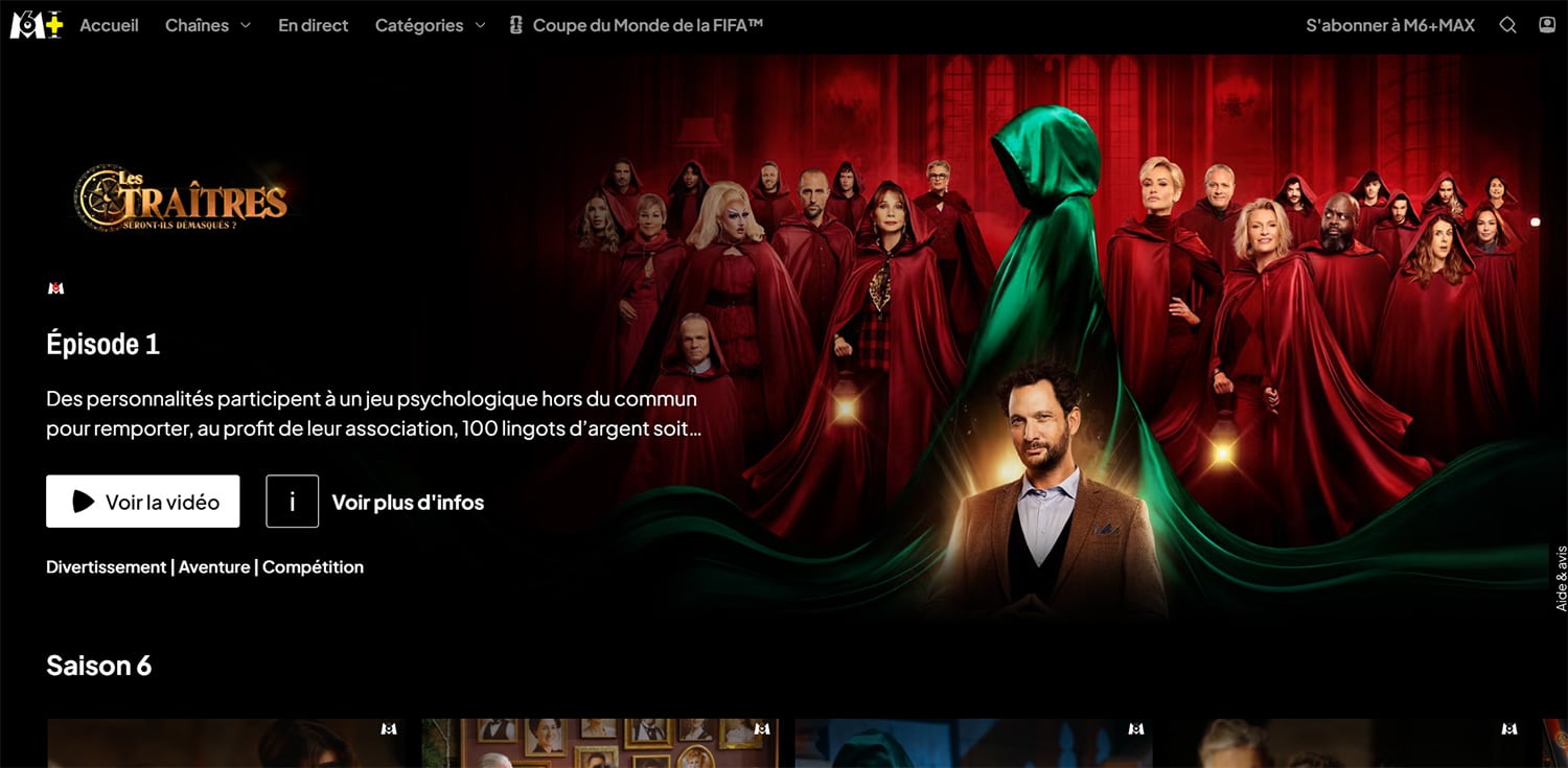 Les Traîtres 2026 saison 6 en replay gratuit sur M6+