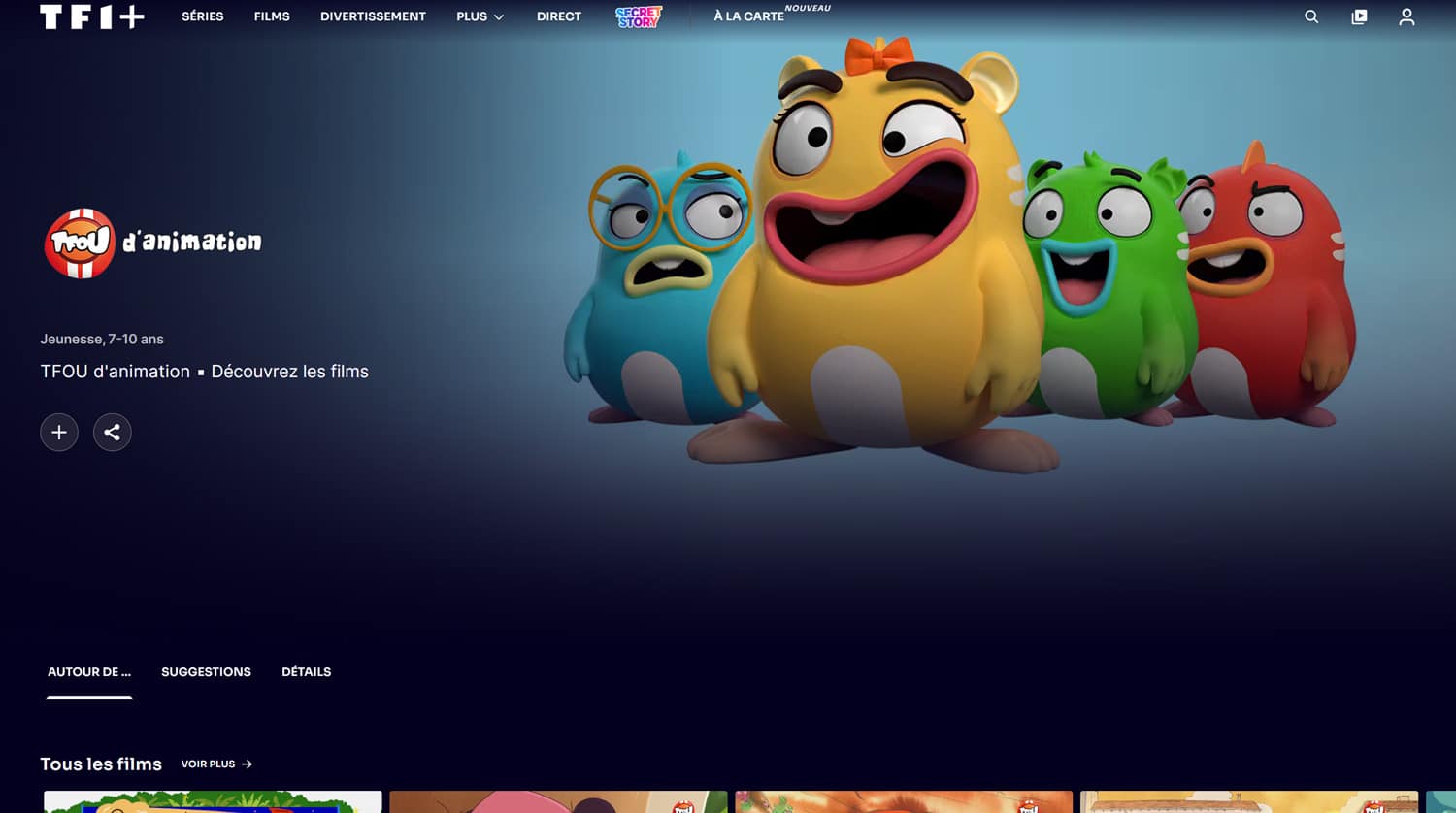 Dessins animés gratuits sur Tfou avec TF1+